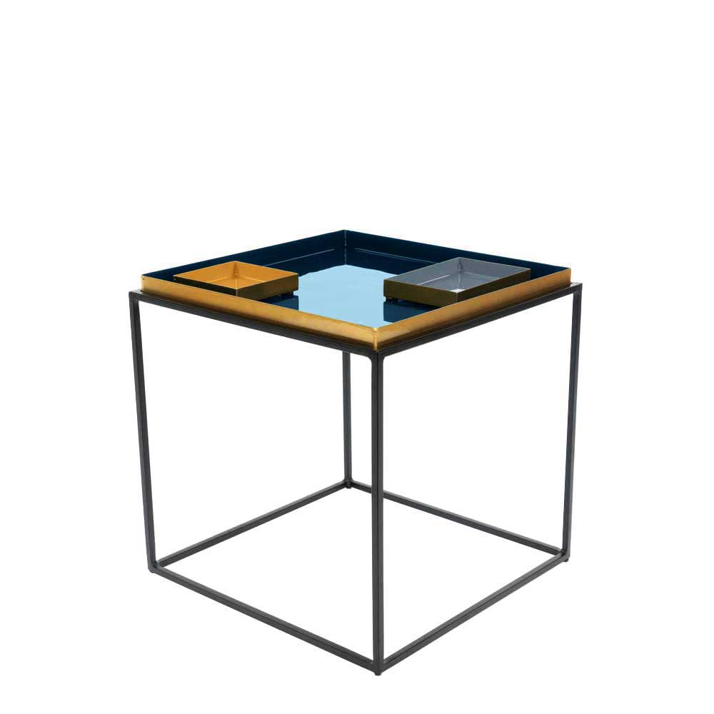 Bunter Designtisch Bobila mit Tablettfunktion aus Eisen