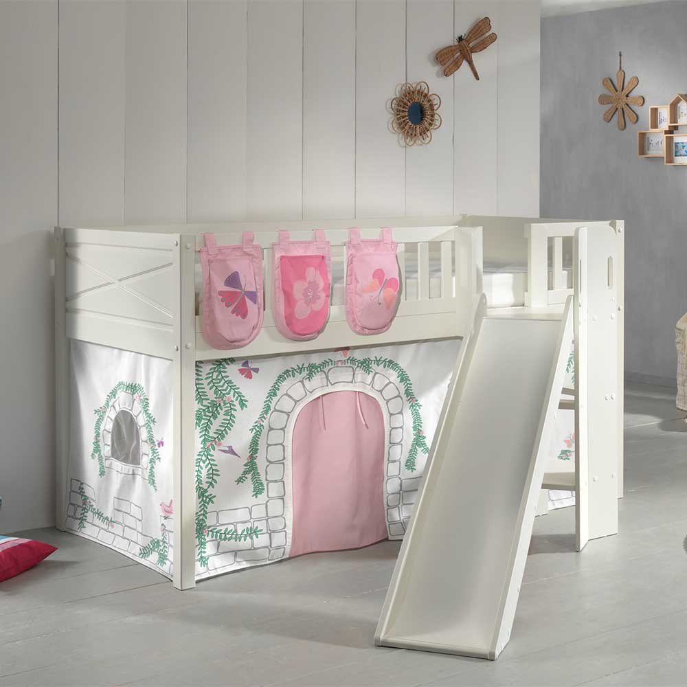 Kinderzimmer Bett Zilwan mit Schmetterling Motiv und Rutsche