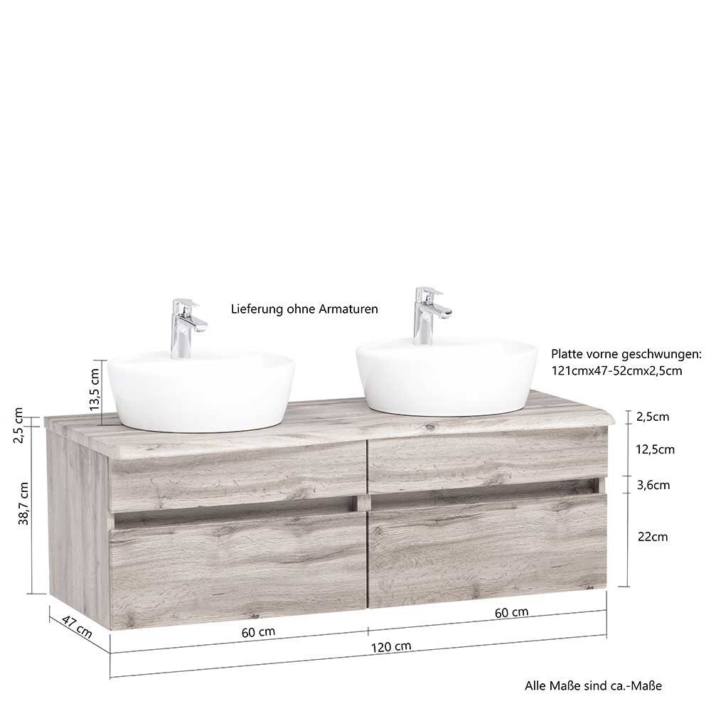 Badezimmermöbel-Set Kropenia im Landhausstil mit Baumkanten Optik (dreiteilig)