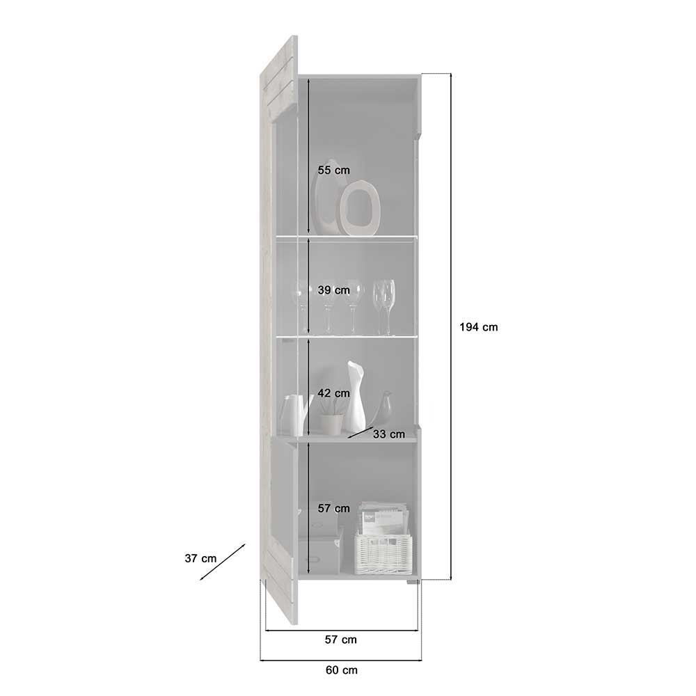 Wohnzimmer Anbauwand Contreros in Wildeichefarben und Grau (vierteilig)