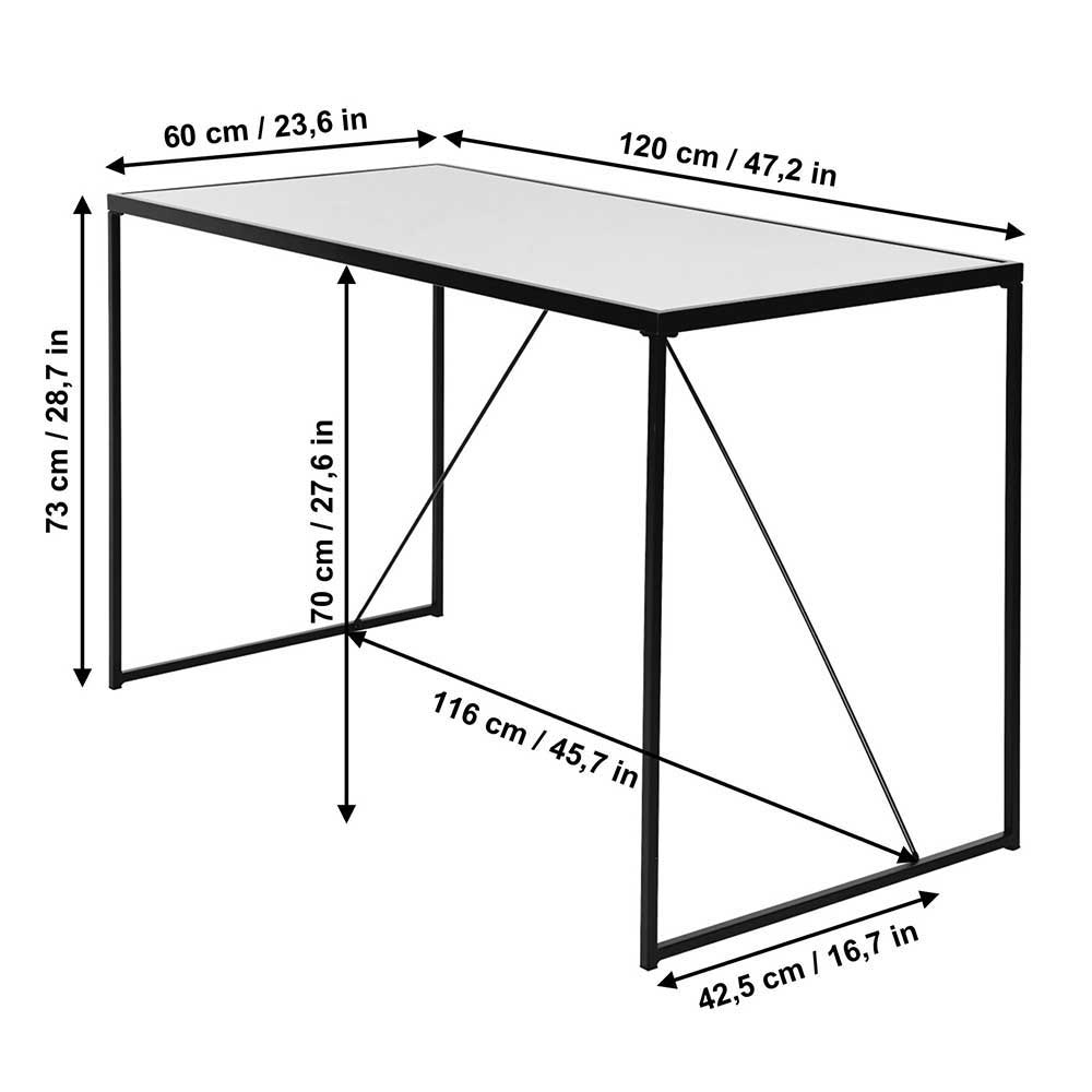 Schreibtisch Veladrano in Goldfarben aus Glas und Stahl