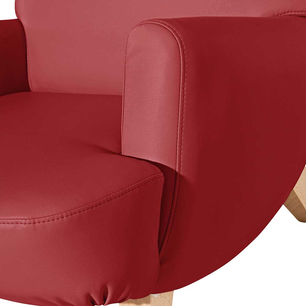 Sessel optional mit Hocker Adelda in Rot aus Kunstleder