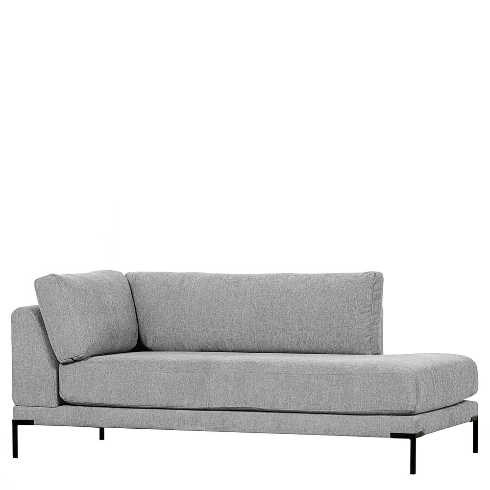 Modul Sofa Chaiselongue Kahilke in Hellgrau mit Vierfußgestell aus Metall