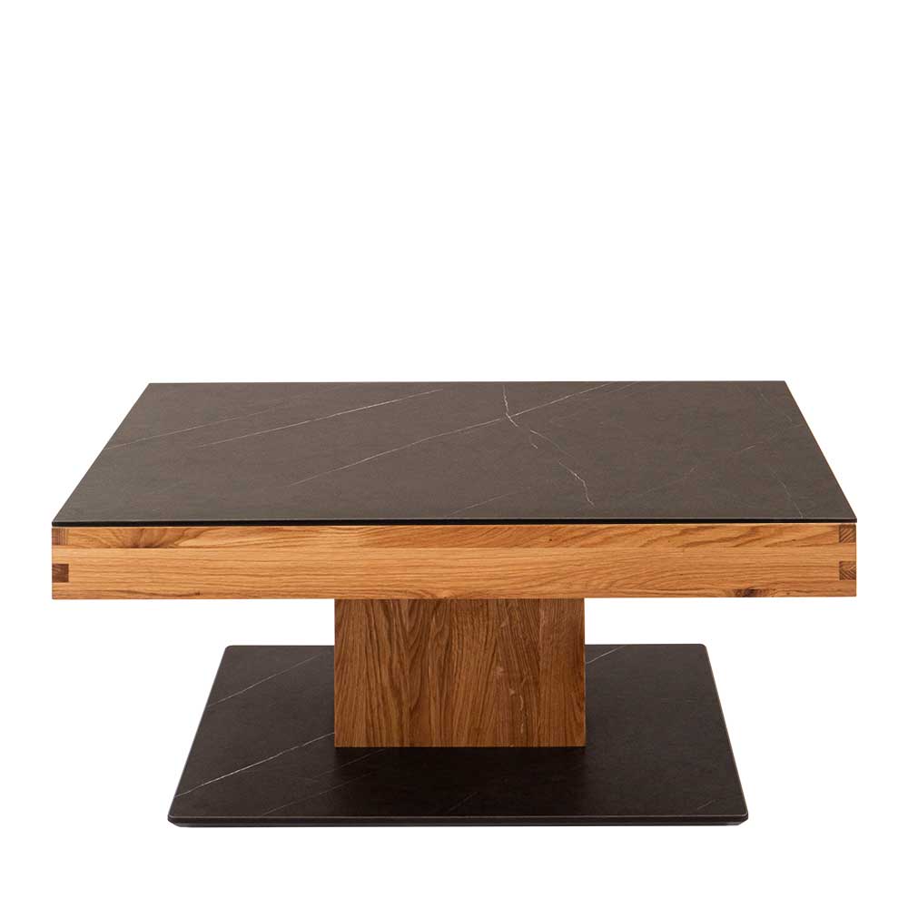Sofa Tisch höhenverstellbar Matara in Wildeichefarben und Schwarz