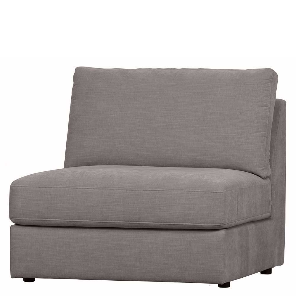 Graues Viersitzer Modulsofa Fredoco - Rücken echt bezogen 98 cm tief