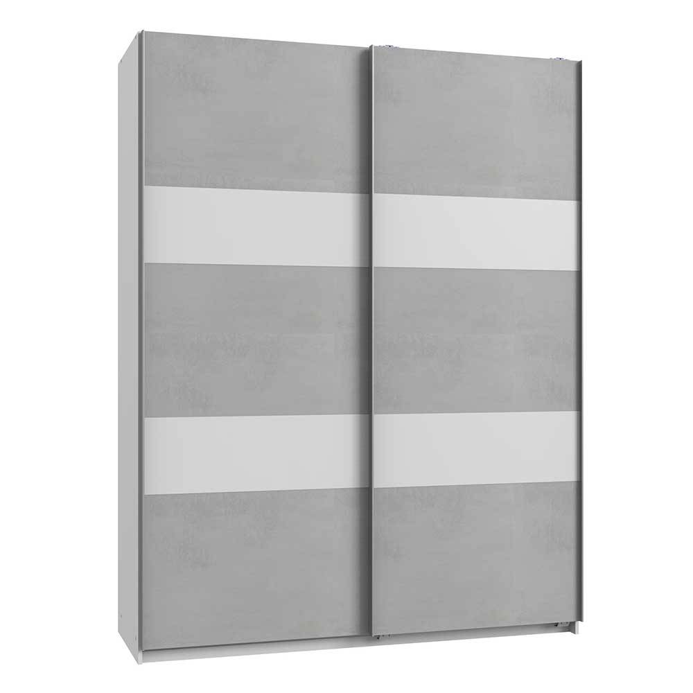 Beton Schwebetürenkleiderschrank Lichtgrau Weiß breit - cm 135 und Fernandez