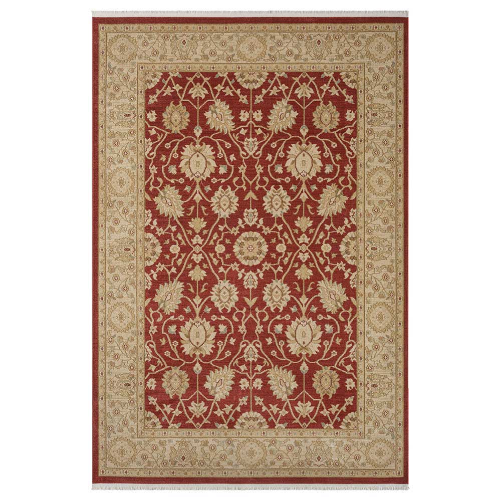 Floraler Teppich Tristan in Dunkelrot - Beige im orientalischen Stil