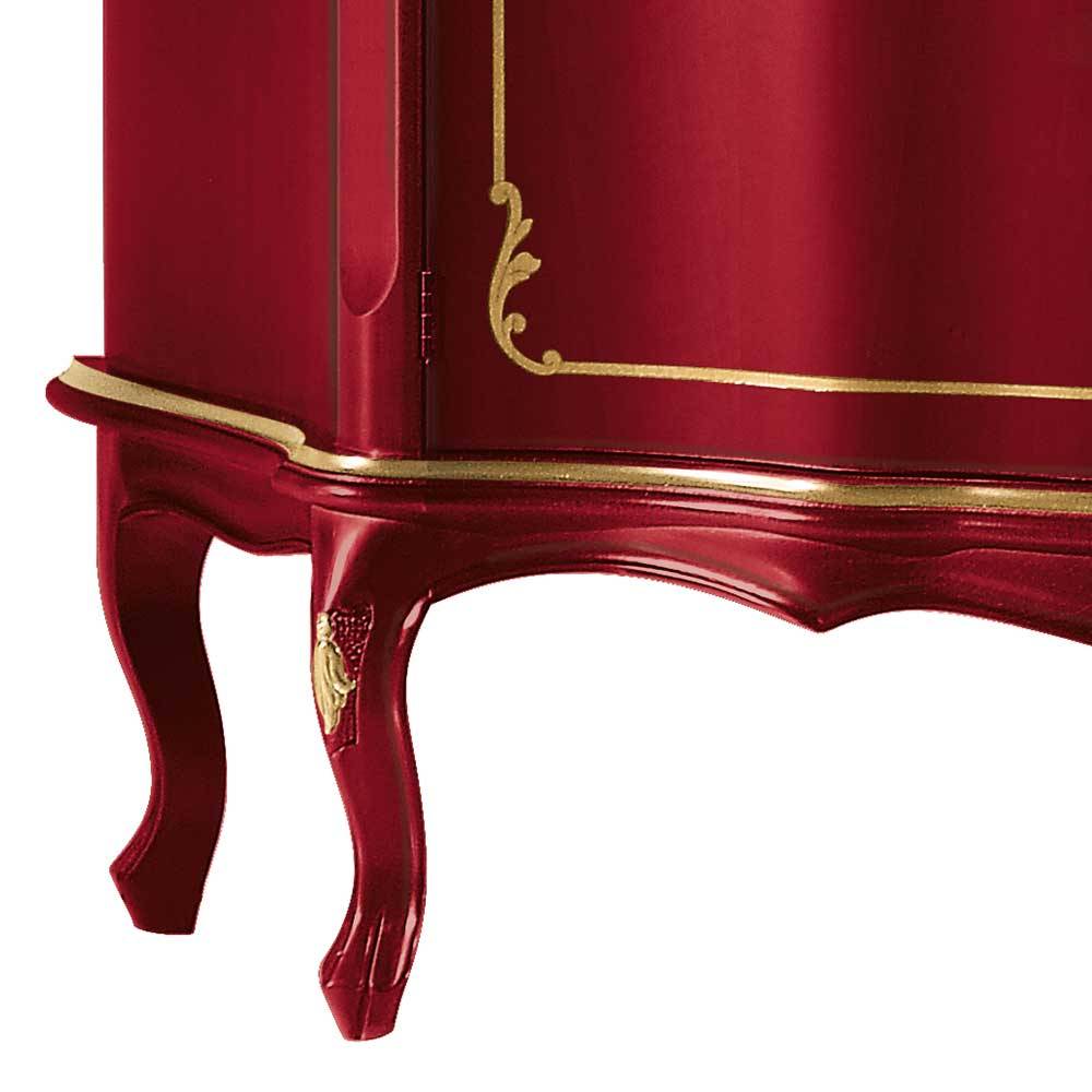 Anrichte Vera in Rot mit goldfarbigem Ornament Muster