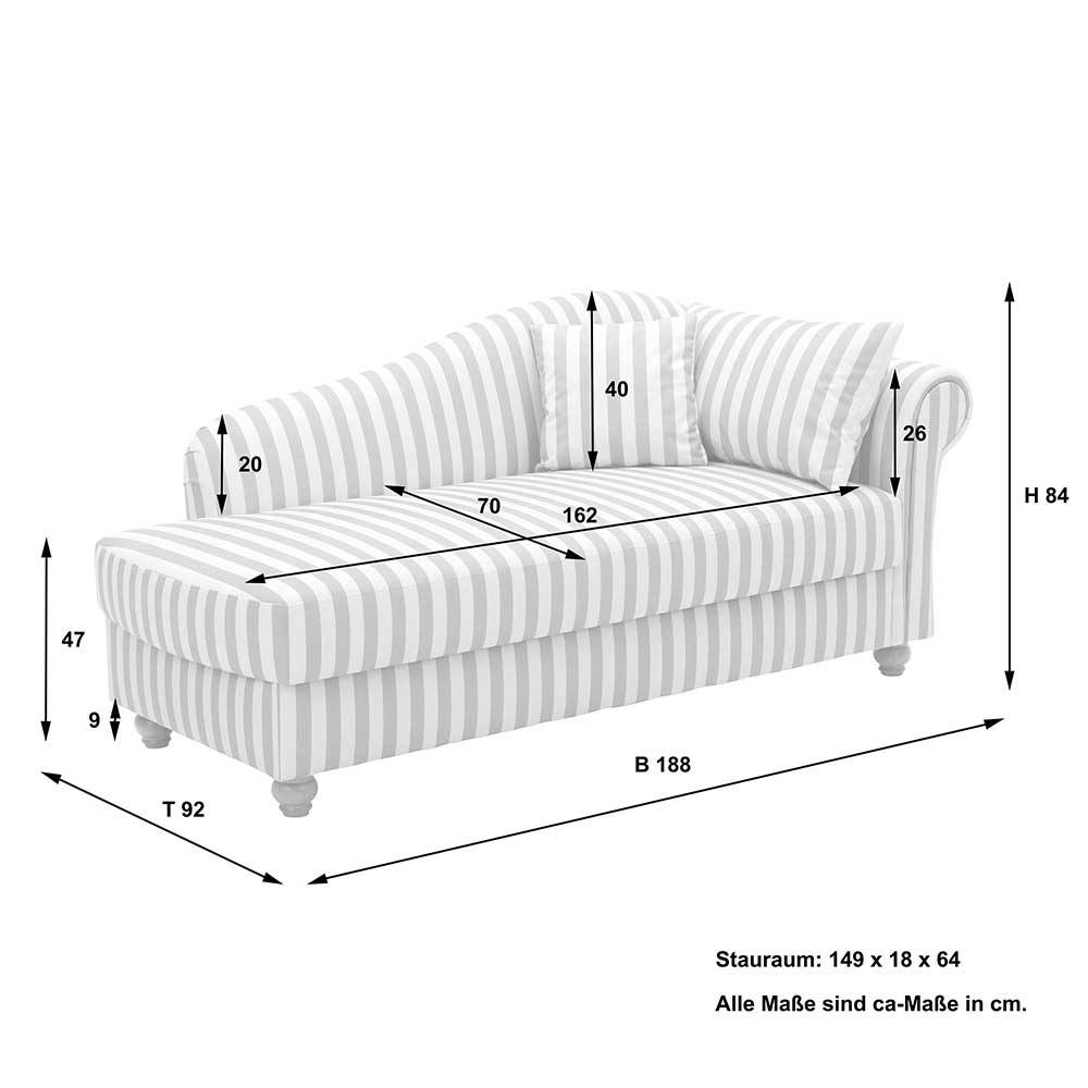 Landhausstil Recamiere Kerfou mit Streifenmuster 188 cm breit