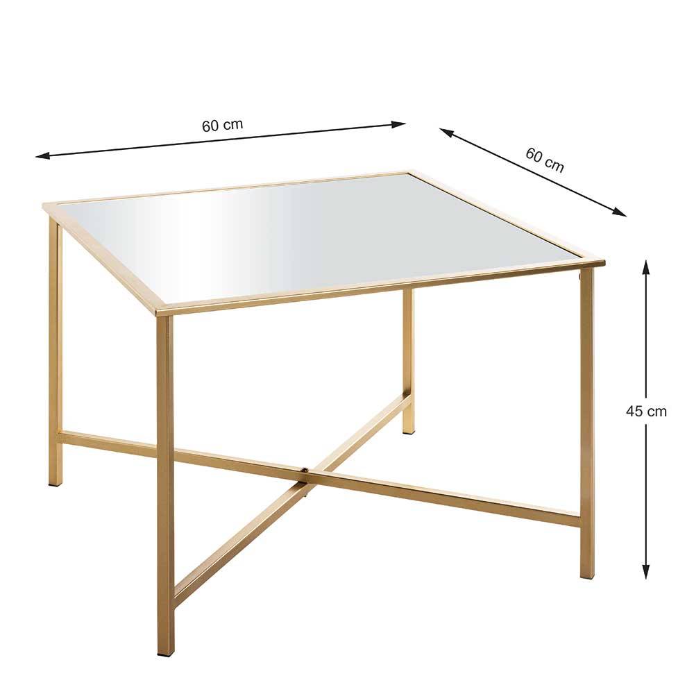 Sofatisch Kourtneya aus Metall mit Spiegelglasplatte