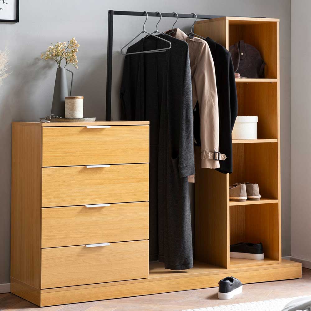 Dielen Garderobe Taly in Eichefarben 136 cm hoch - 145 cm breit