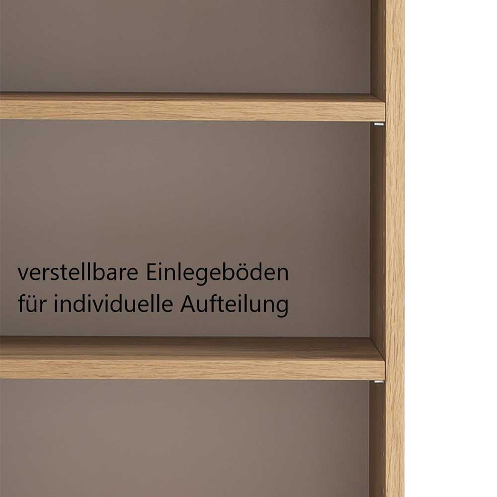 Badezimmer Hochschrank Curdinan in Grau und Wildeiche Optik Glas beschichtet