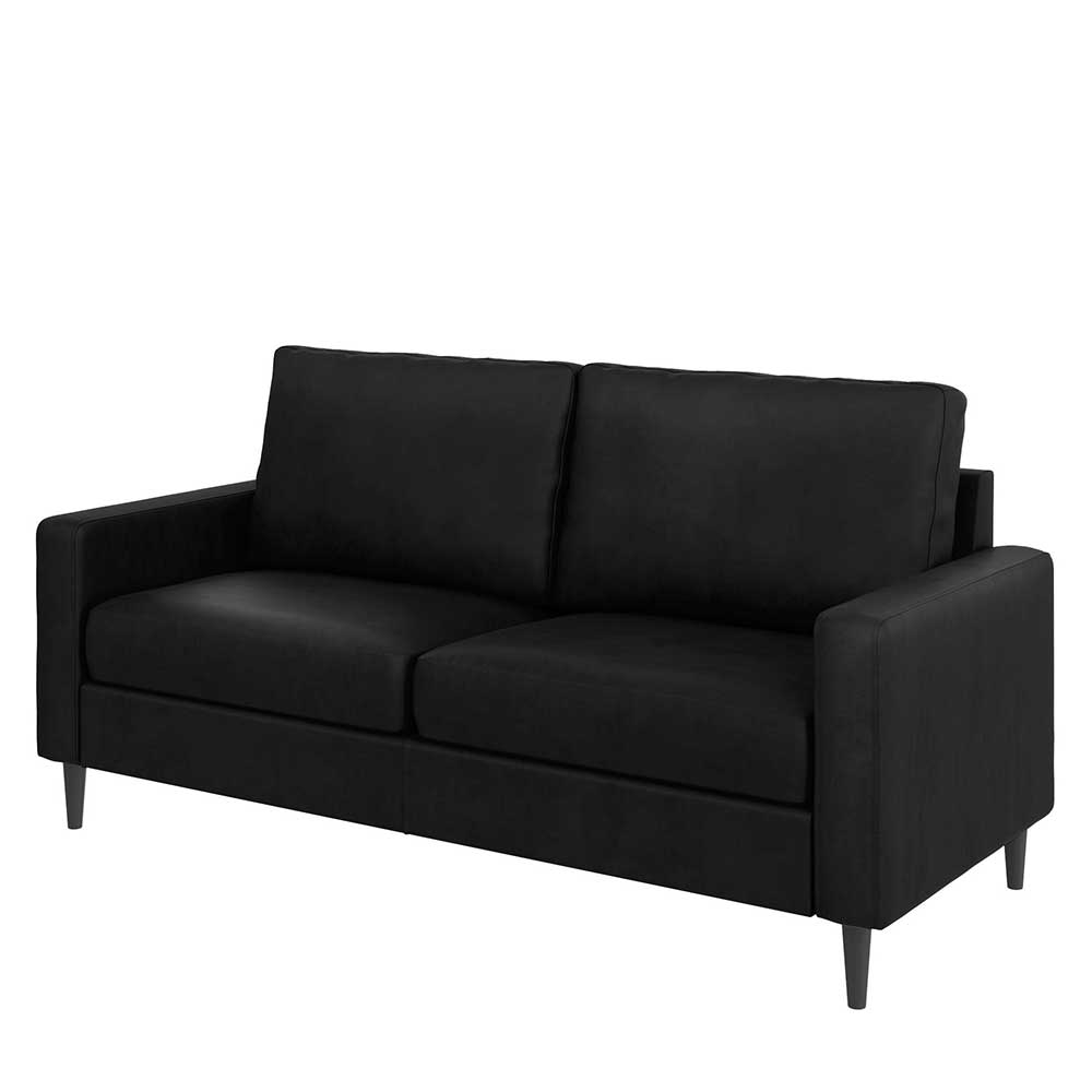 Kunstleder Sofa Frenanda in Schwarz mit Taschenfederkern Polsterung