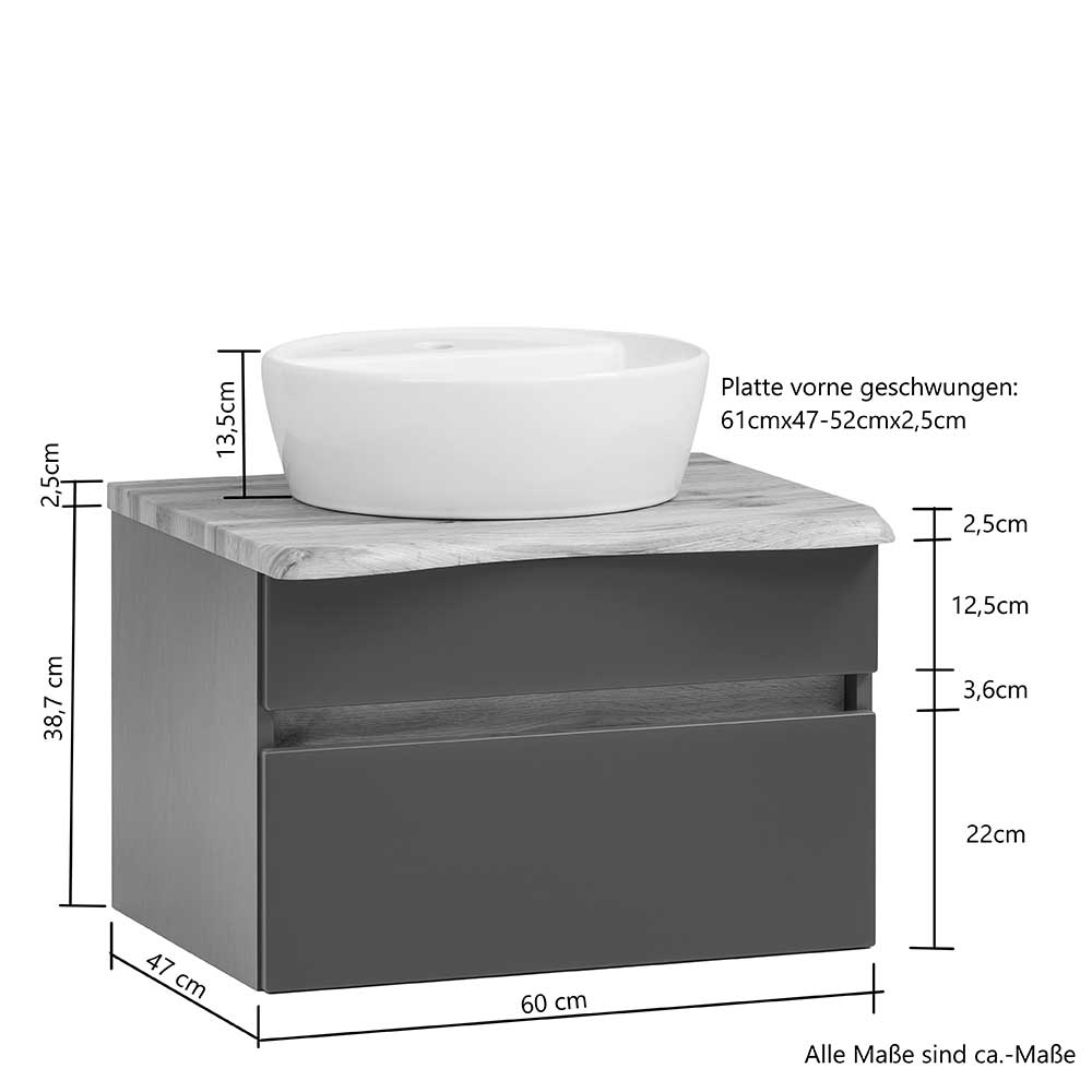 Gäste WC Set Holzoptik Kropenia in Wildeichefarben mit Baumkante NB (vierteilig)