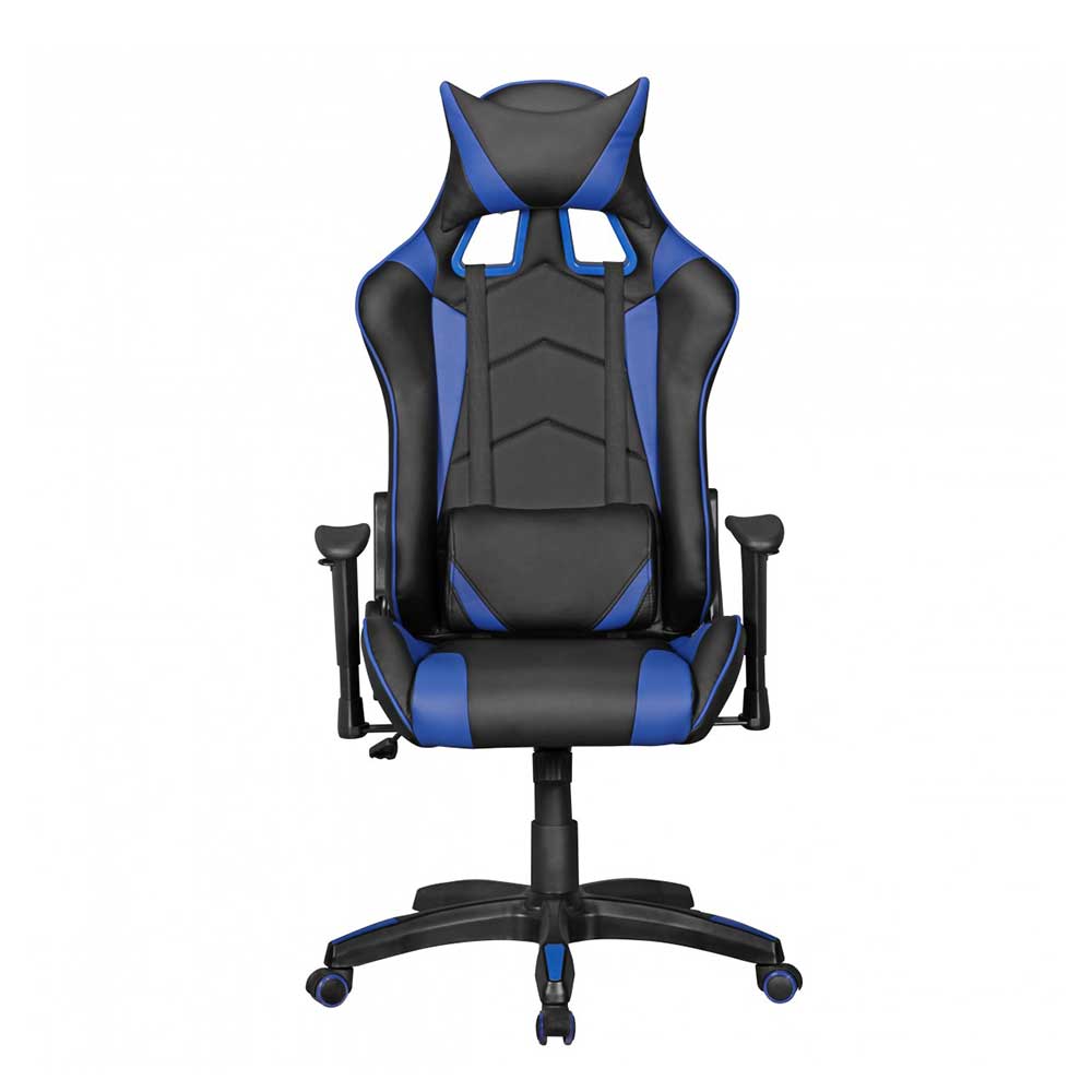 Stuhl Gaming hoher Verstellbarer Lehne in Lania Schwarz & Blau mit