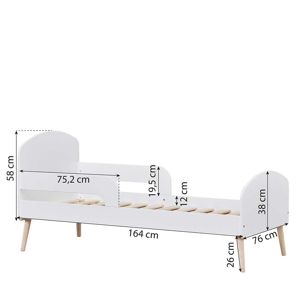 Kleinkinderbett Ballina mit Vierfußgestell aus Holz Lackierung auf Wasserbasis
