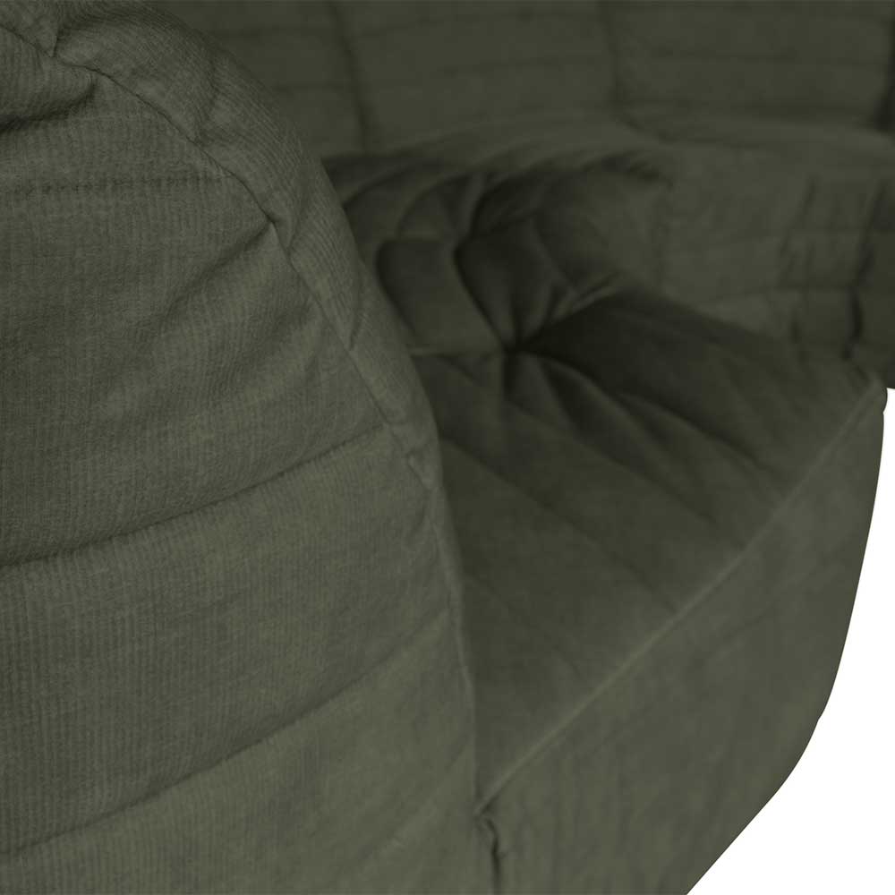 Samt Design Sofa Questino in Dunkelgrün 200 cm breit