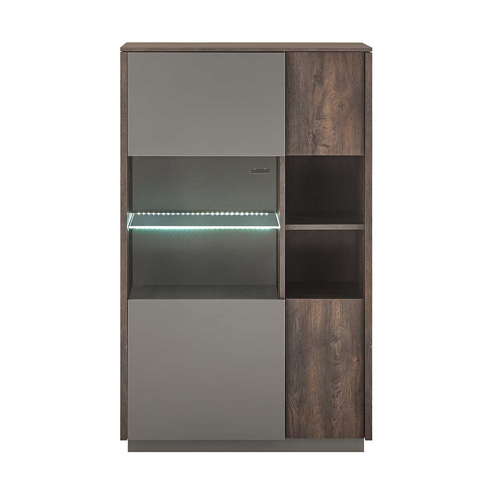 Highboard Hanniba in Anthrazit und Eiche dunkel