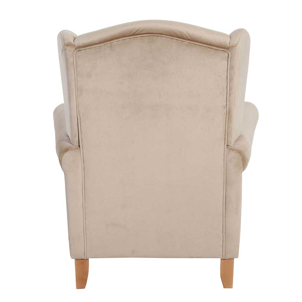 Landhausstil Ohrenbackensessel Useda in Beige mit 49 cm Sitzhöhe