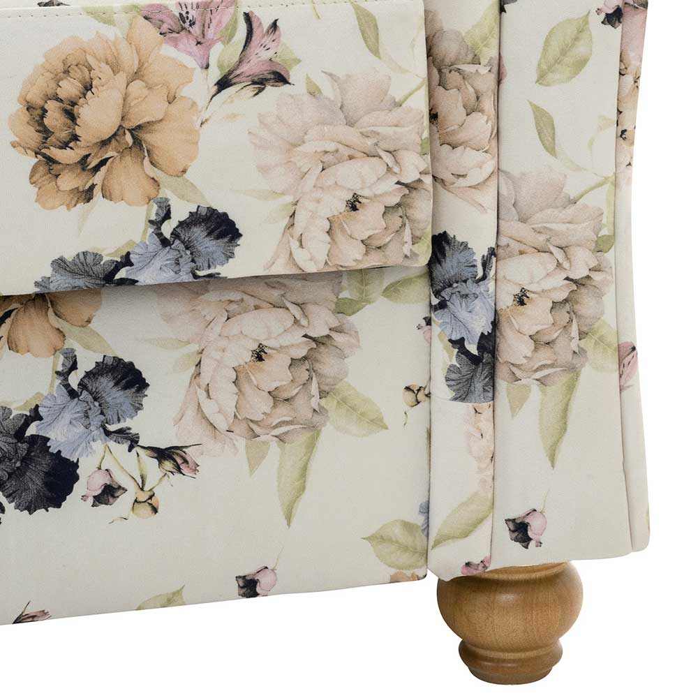 Blumen Muster Sofaliege Symbrosia in Beige und Bunt 188 cm breit