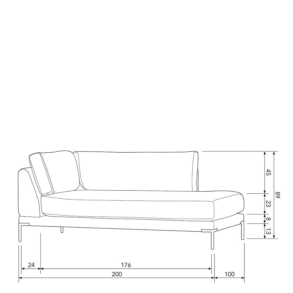 Chaiselongue Lehne links Rio in Braun - Modulsofa Element