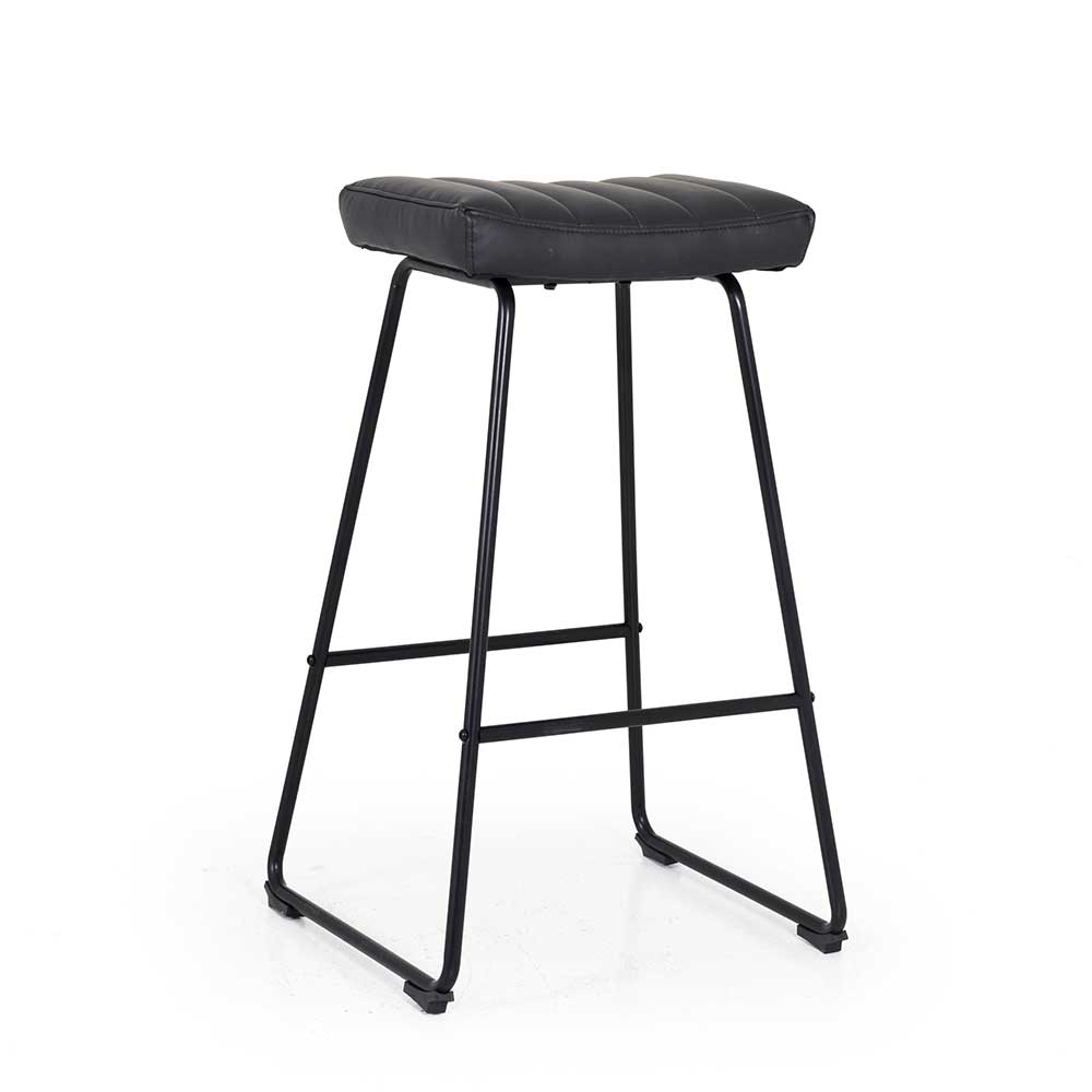 Barhocker Scijara in Schwarz Kunstleder mit 75 cm Sitzhöhe (2er Set)