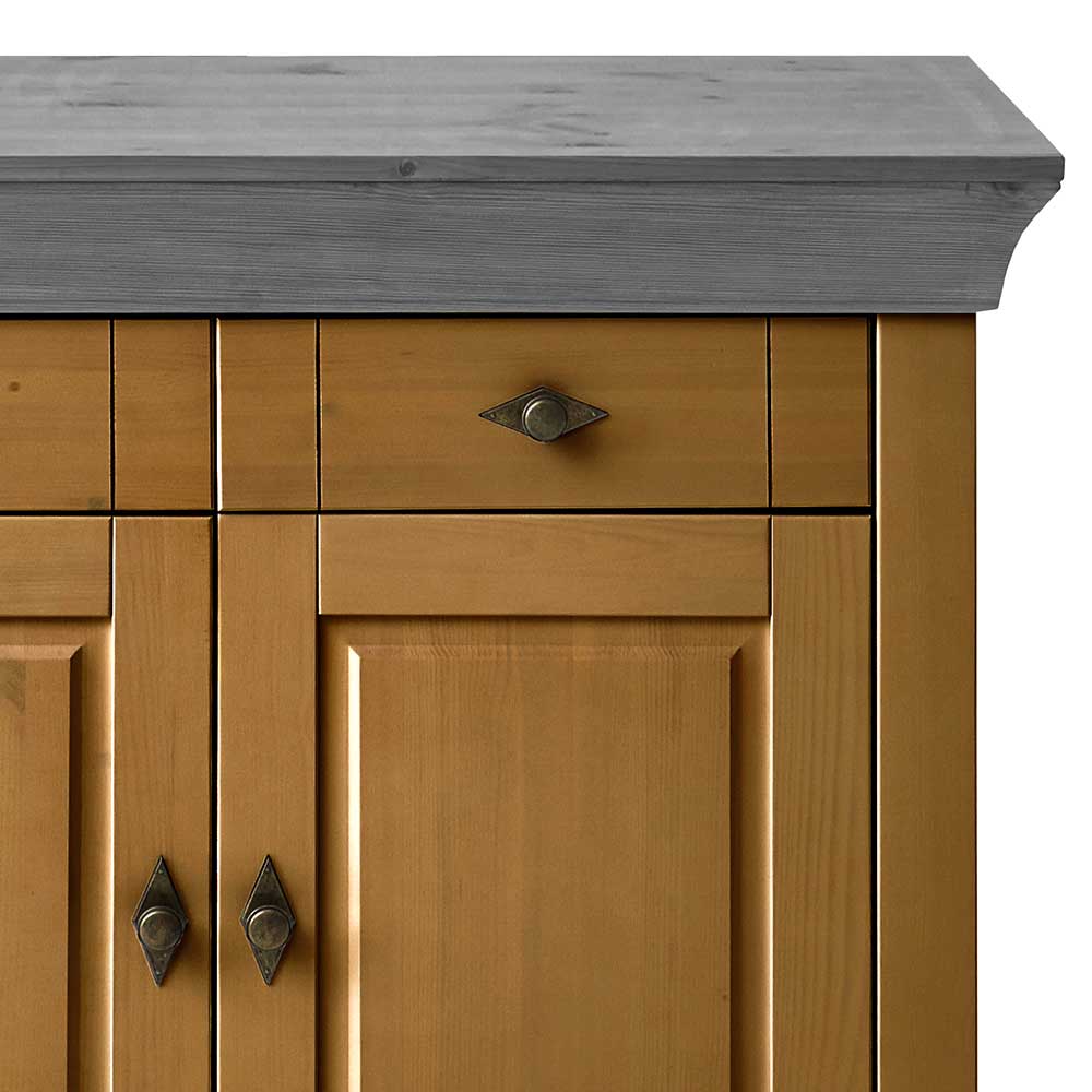 Holz Kommode Viaduca in Grau Kiefer teilmassiv 86 cm hoch