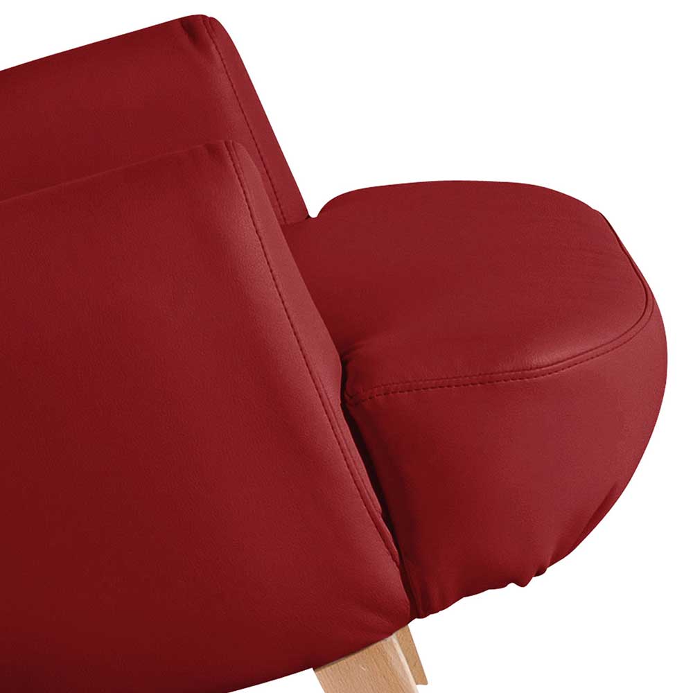 Sessel optional mit Hocker Adelda in Rot aus Kunstleder