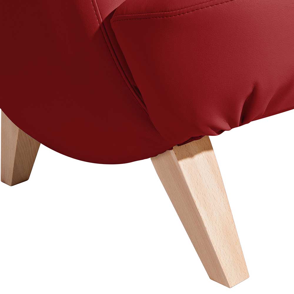 Sessel optional mit Hocker Adelda in Rot aus Kunstleder