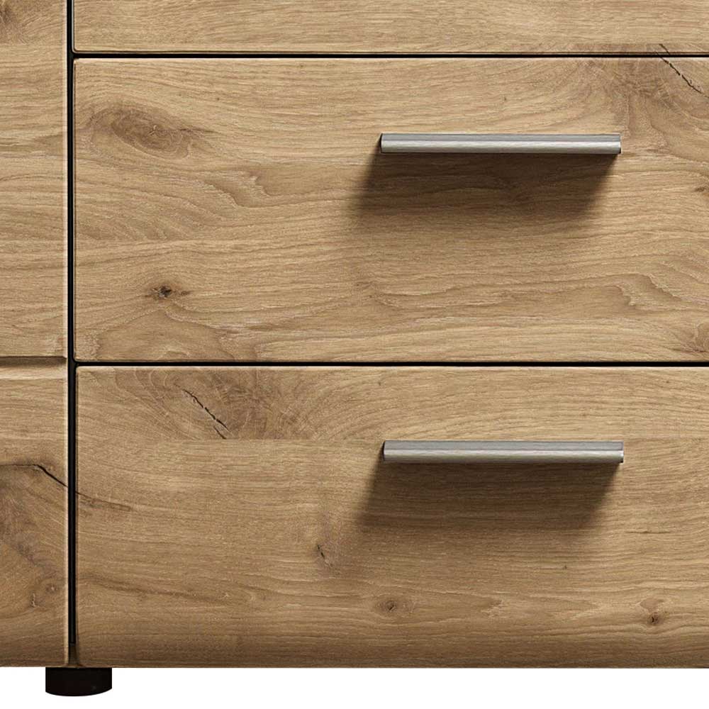 Modernes Sideboard Cora in Wildeichefarben und Dunkelgrau