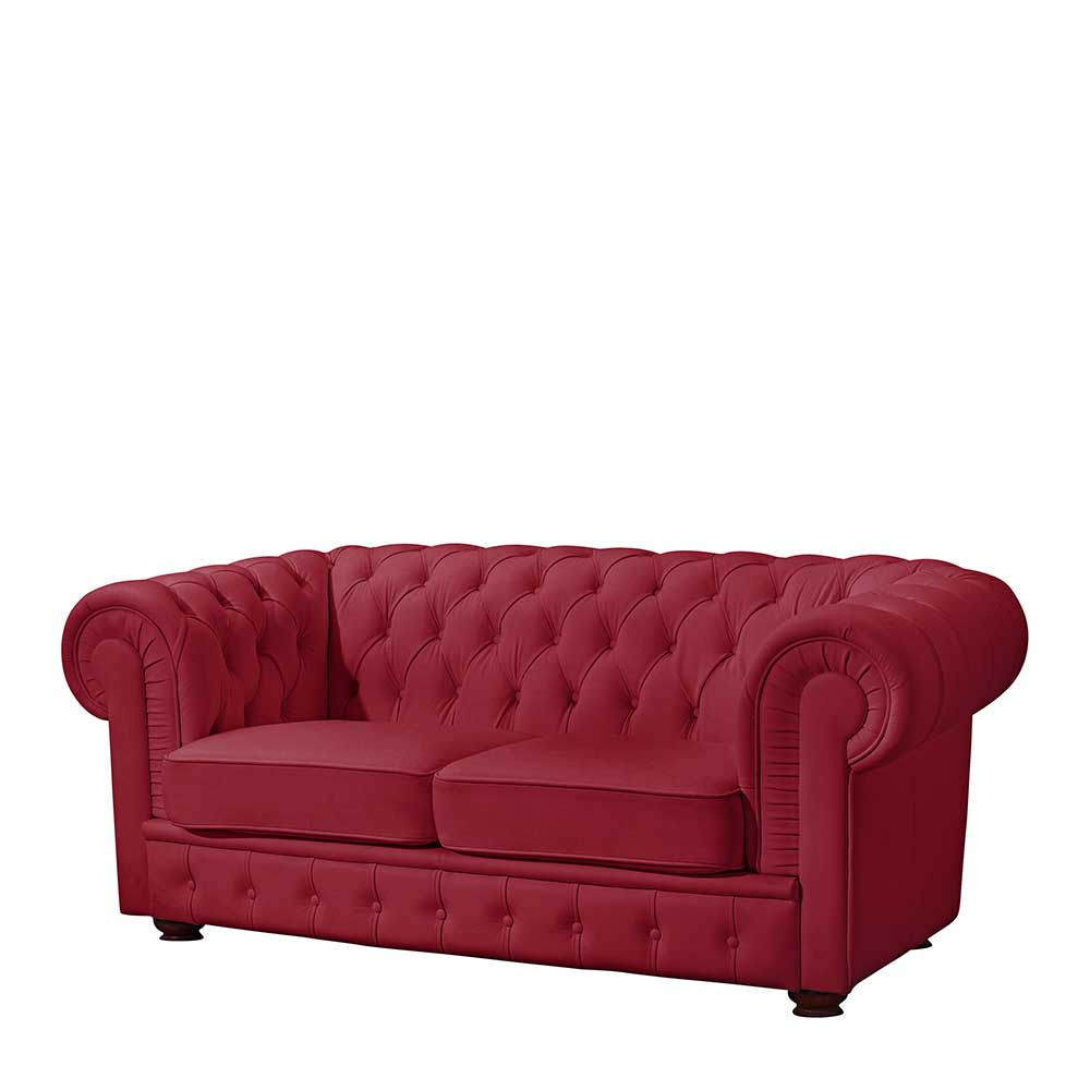 Rote Leder Couch Zoreca im Chesterfield Look 172 cm breit Pharao24