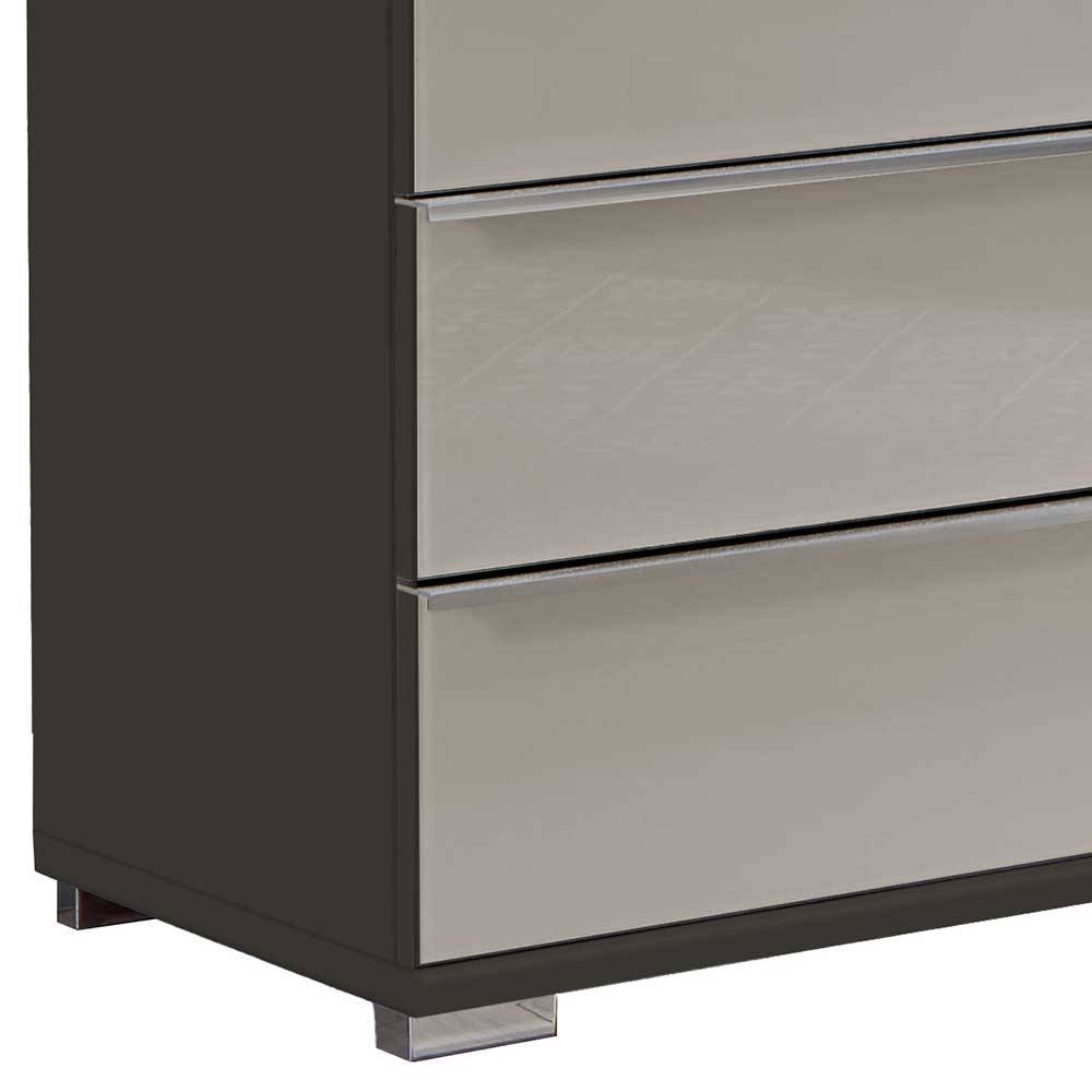 Modernes Sideboard Sanctos mit Metallgriffen Front glasbeschichtet