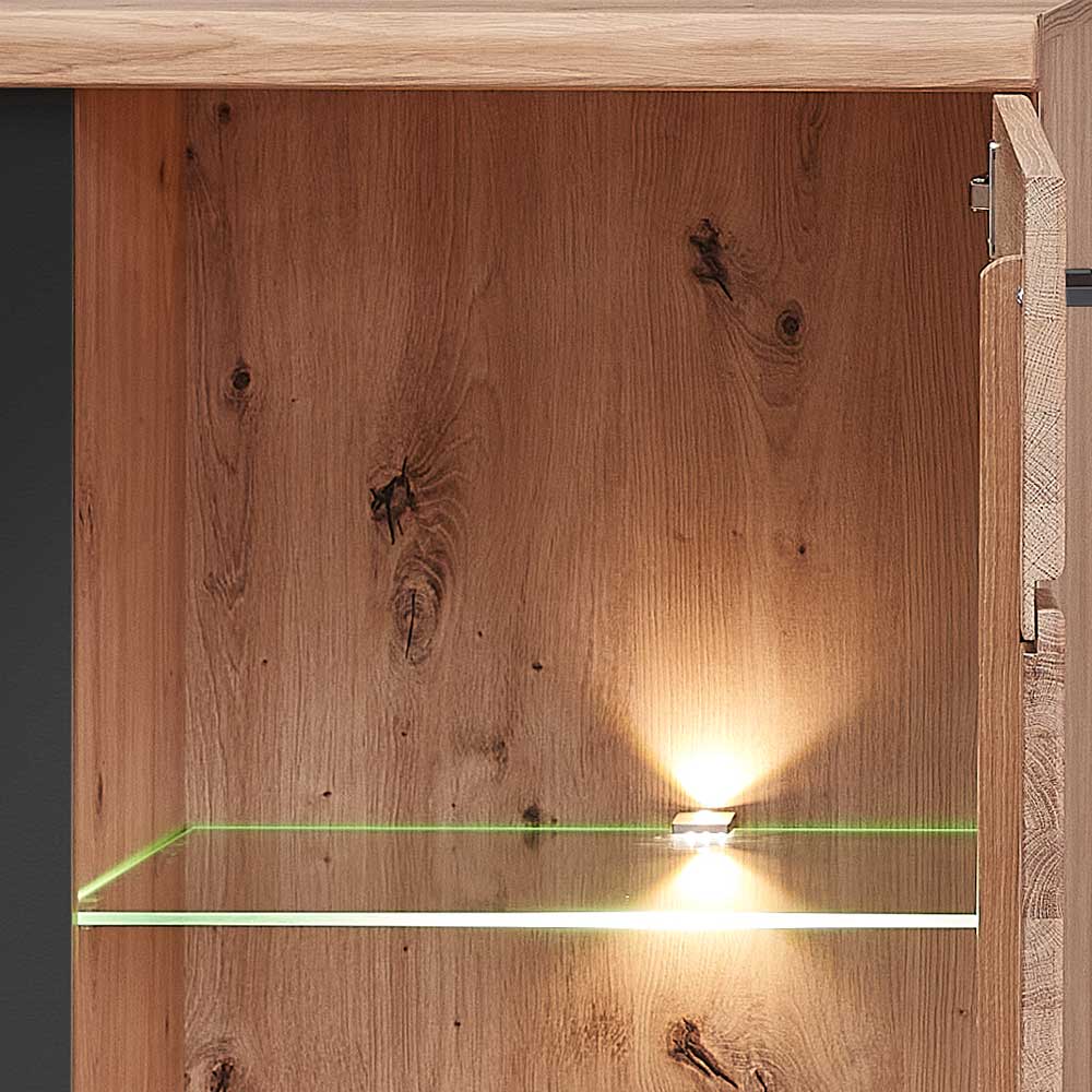 Wohnwand Sebetino mit LED Beleuchtung in modernem Design (vierteilig)