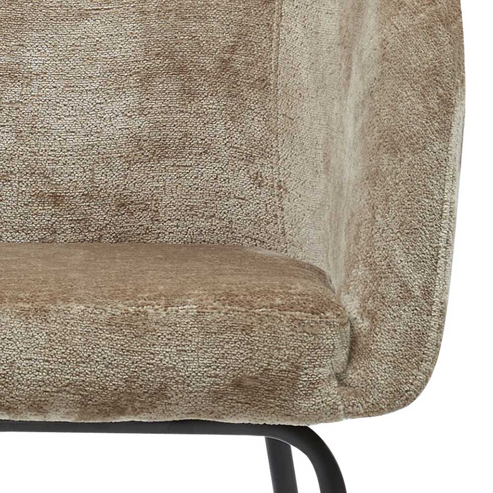 Esstisch Sessel Semian in Beige mit Bezug aus Samt (2er Set)