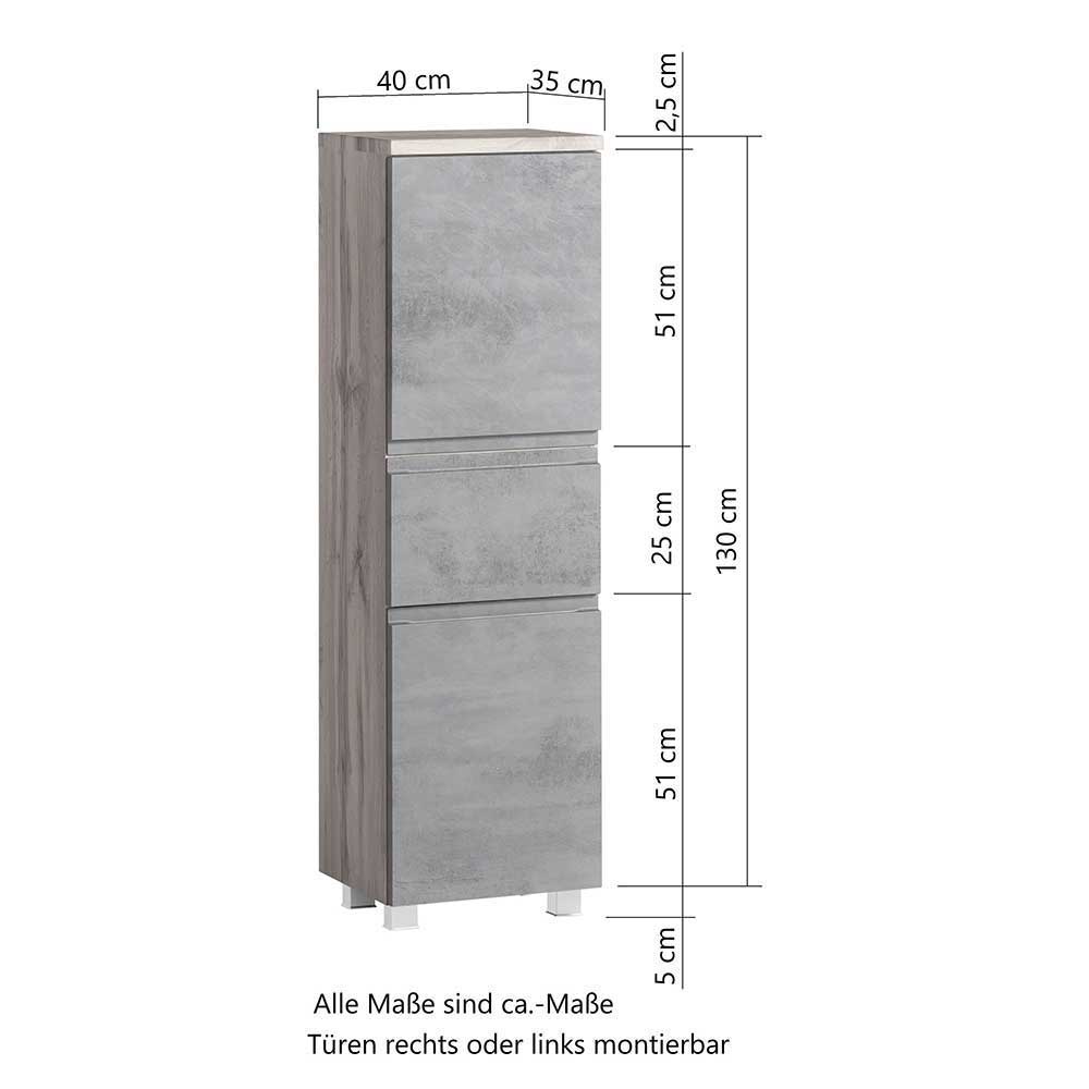 Design Badezimmermöbel Set Fregato in Dunkelgrau und Wildeichefarben (fünfteilig)