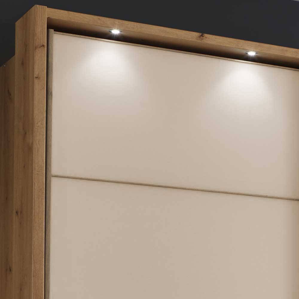 Gleittürenschrank Sektinus in Eiche Bianco und Beige