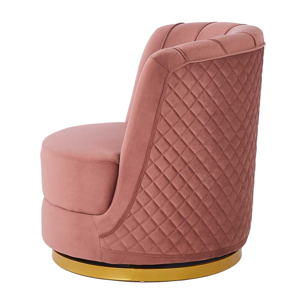 Retrostil Sessel Cales drehbar in Rosa und Goldfarben