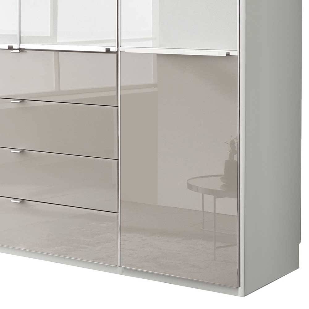 Schlafzimmer Schrank modern Latina Front glasbeschichtet mit vier Schubladen