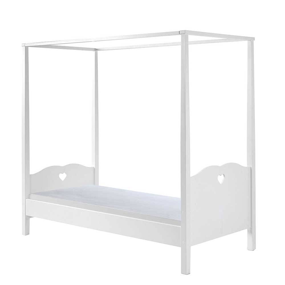 Kinderzimmer Bett weiß Ciomore 187 cm hoch mit Herz Motiv