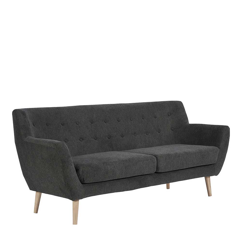 Dreisitzer Sofa Vajohara in Dunkelgrau im Retrostil