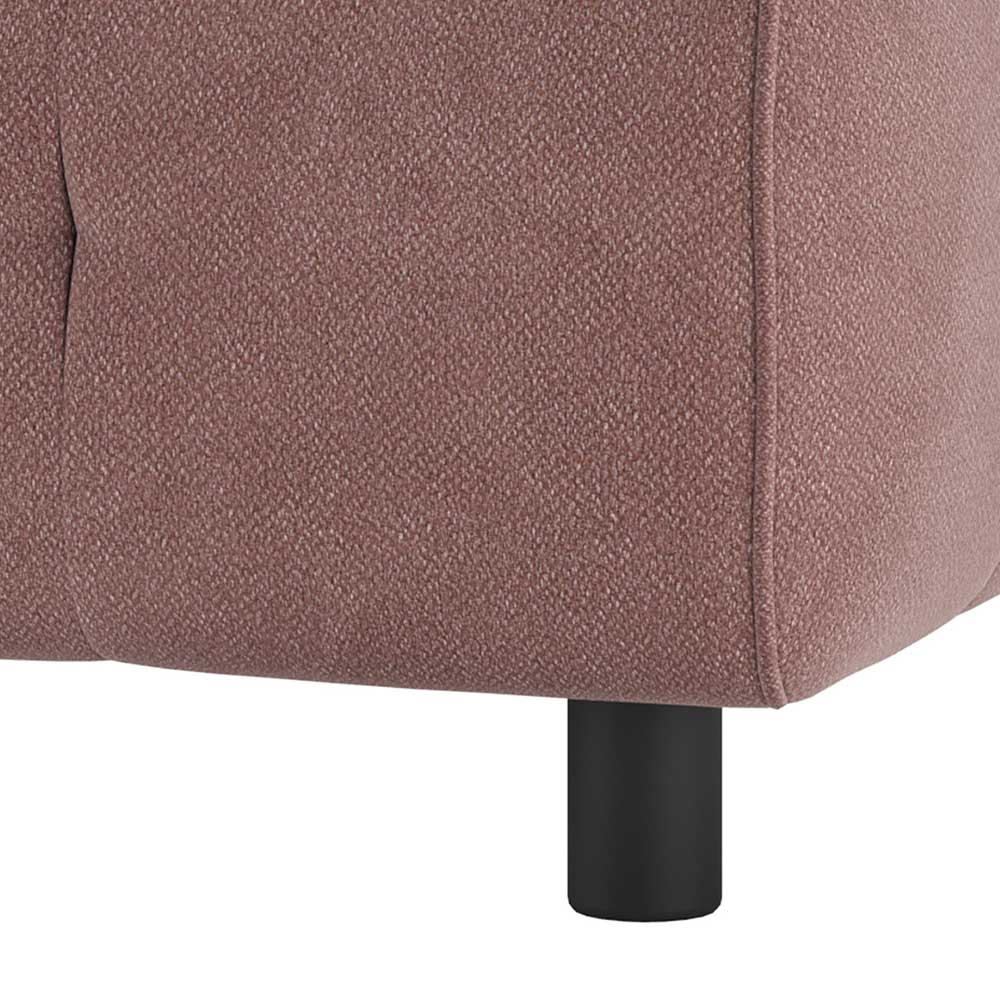 Webstoff Couchhocker Petrolina in Mauve mit Vierfußgestell aus Holz