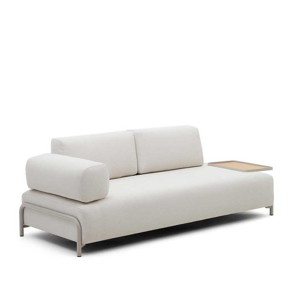 Wohnzimmer Couch Vivo aus Chenillegewebe in Beige