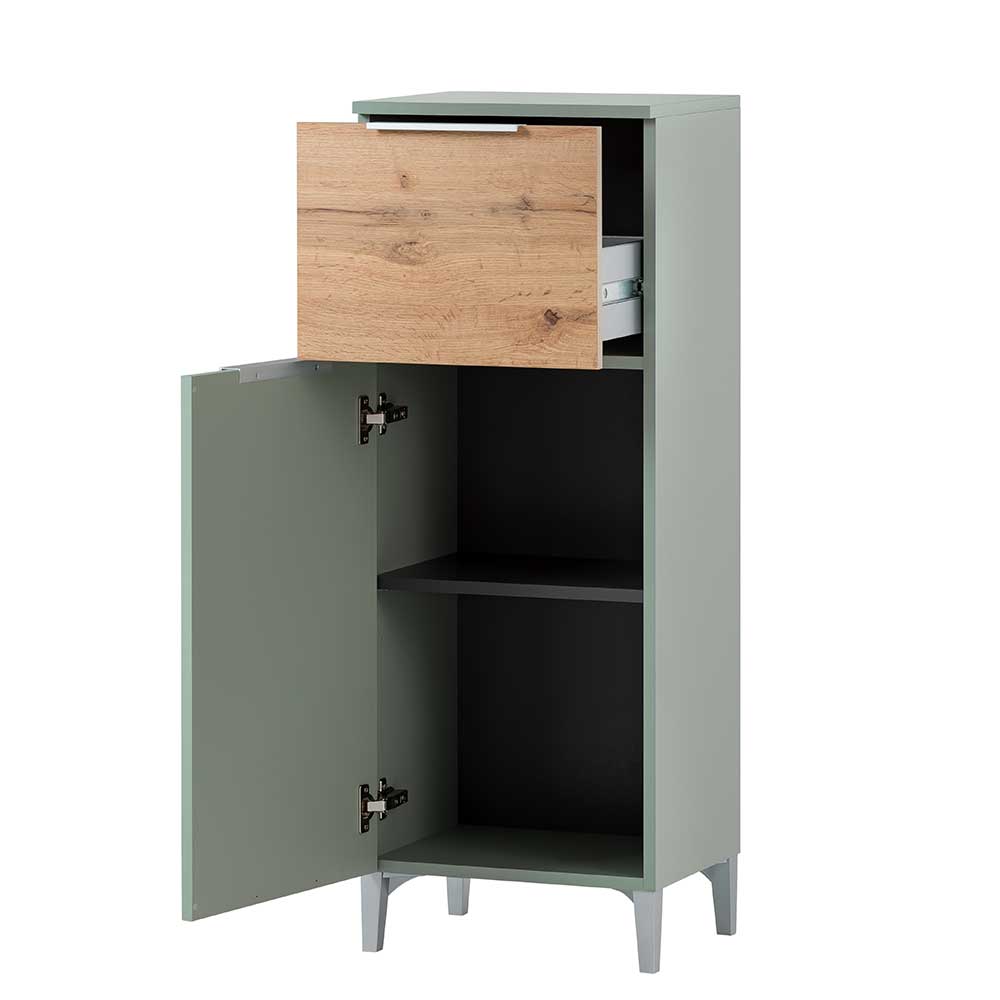 Badseitenschrank Loenie mit einer Schublade im Skandi Design