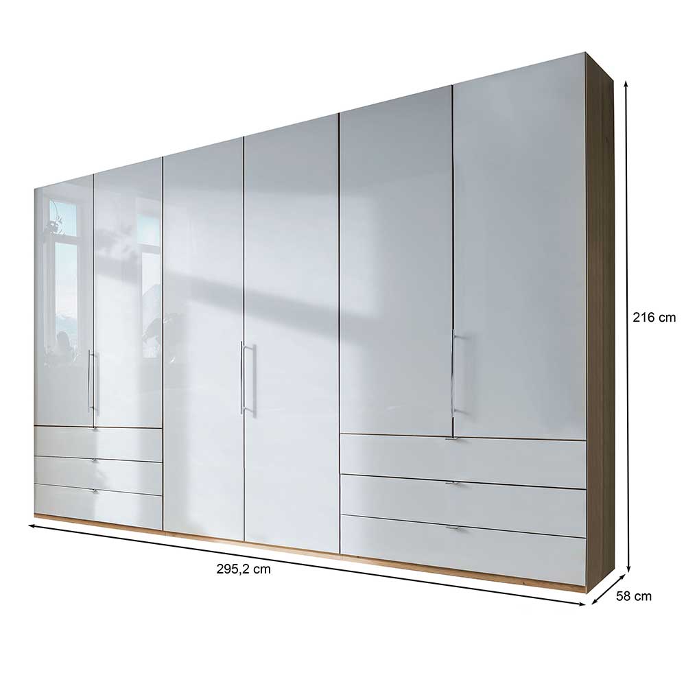 Falttüren Schlafzimmerschrank Waluva in Weiß und Eiche Bianco modern