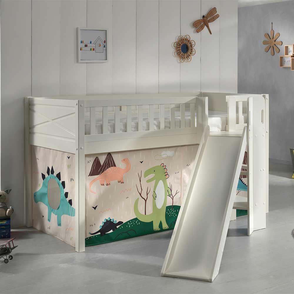 Kinderhochbett Hocumola mit Dinosaurier Motiv und Rutsche