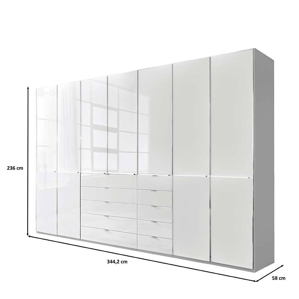 Weißer Kleiderschrank Bean Front glasbeschichtet mit zehn Schubladen