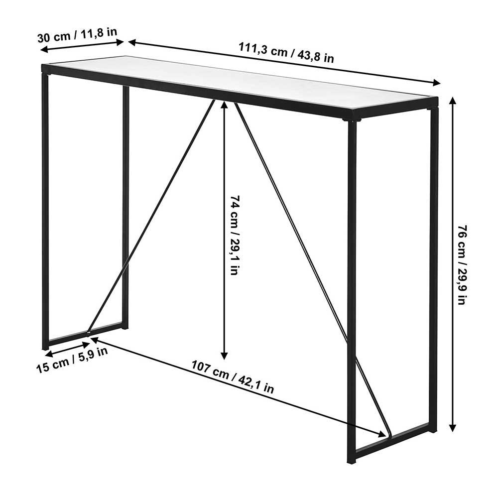 Konsolen Tisch Zimara in modernem Design mit Glasplatte