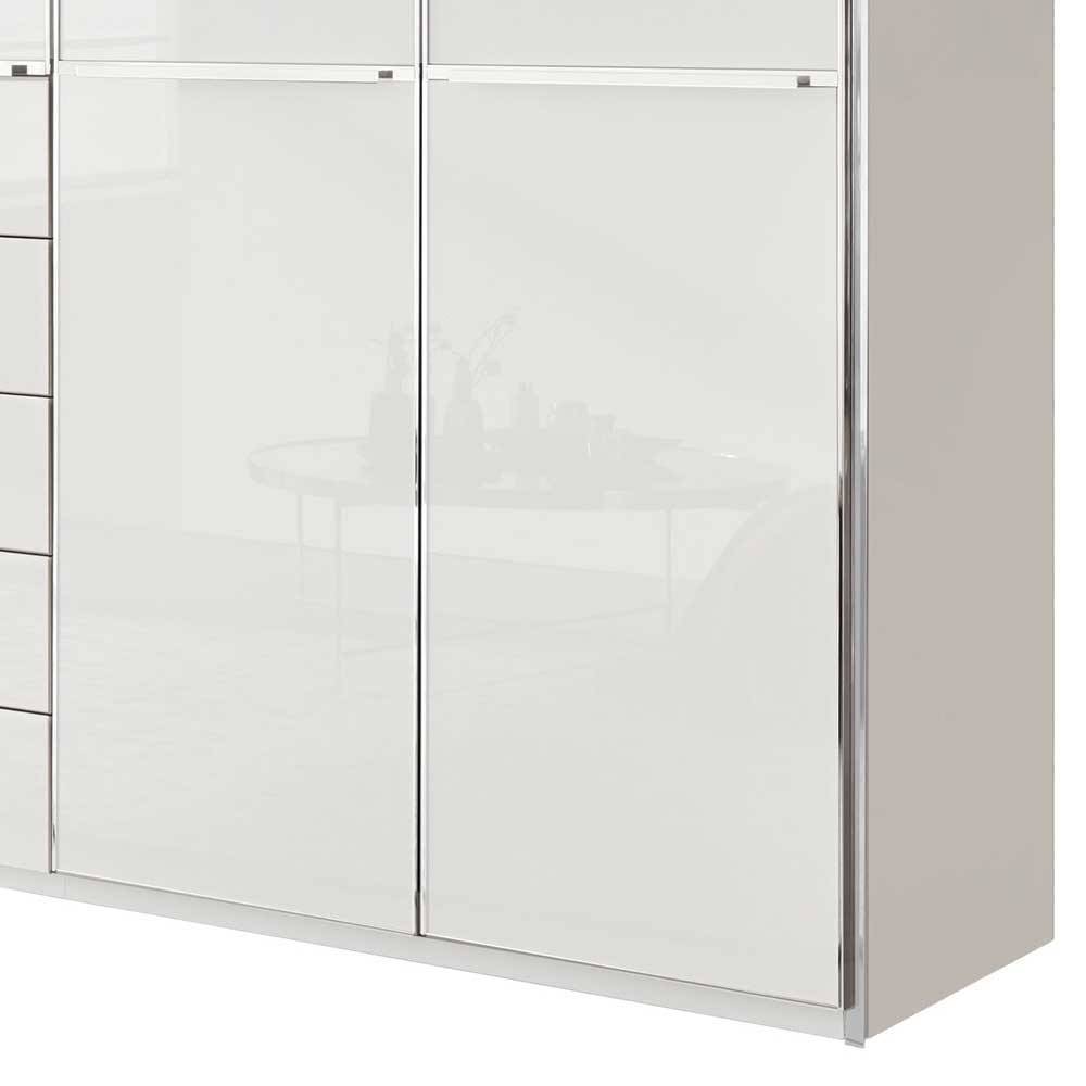 Schlafzimmerkleiderschrank Bean mit zehn Schubladen Front glasbeschichtet