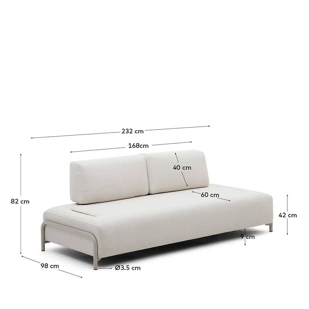 Skandi Design Couch Vivo in Beige mit Fußgestell aus Metall