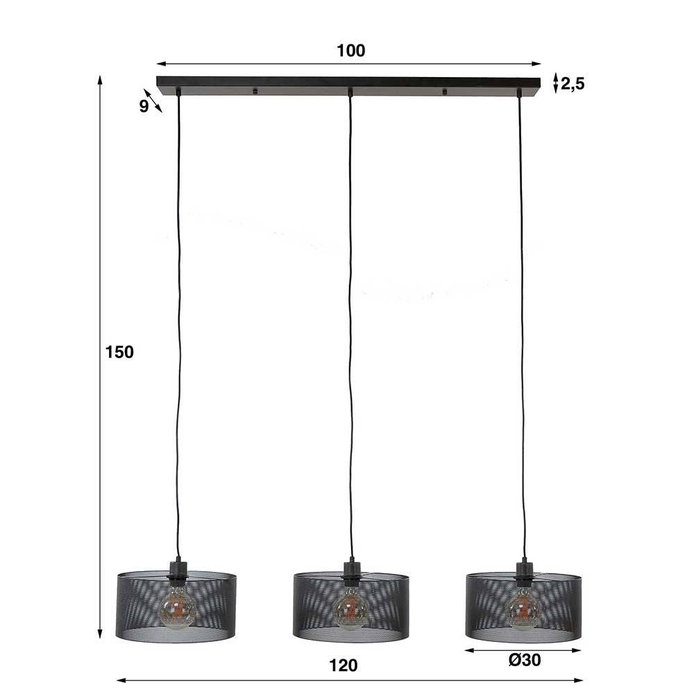 Metall Hängeleuchte Noele in modernem Design 120 cm breit